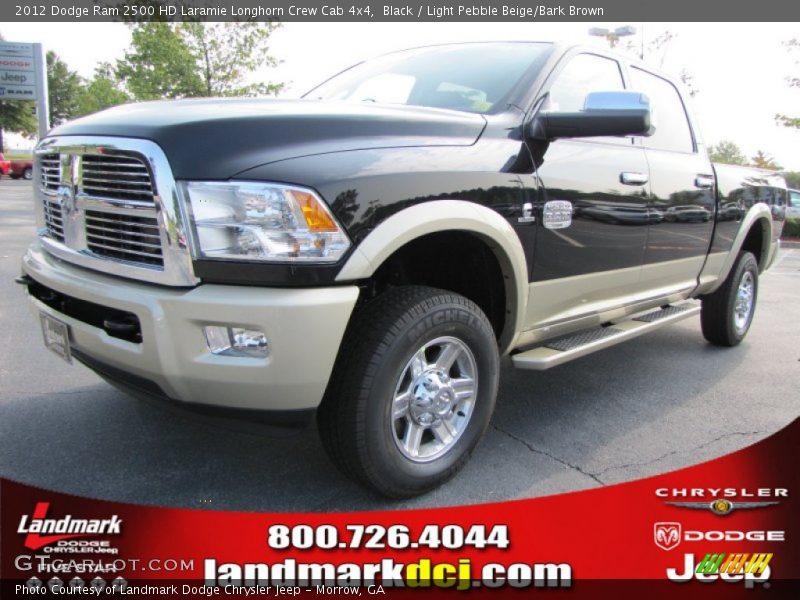 Black / Light Pebble Beige/Bark Brown 2012 Dodge Ram 2500 HD Laramie Longhorn Crew Cab 4x4
