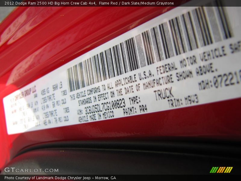 Flame Red / Dark Slate/Medium Graystone 2012 Dodge Ram 2500 HD Big Horn Crew Cab 4x4