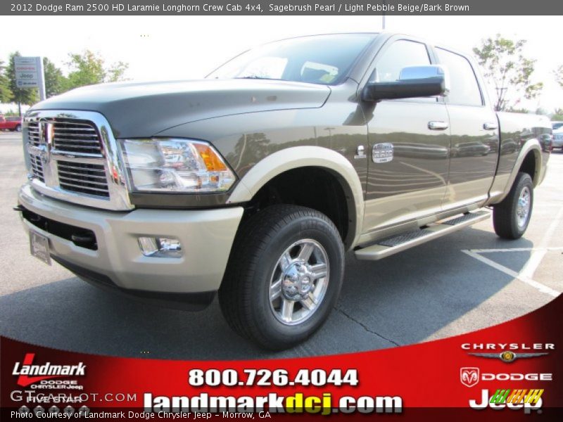 Sagebrush Pearl / Light Pebble Beige/Bark Brown 2012 Dodge Ram 2500 HD Laramie Longhorn Crew Cab 4x4