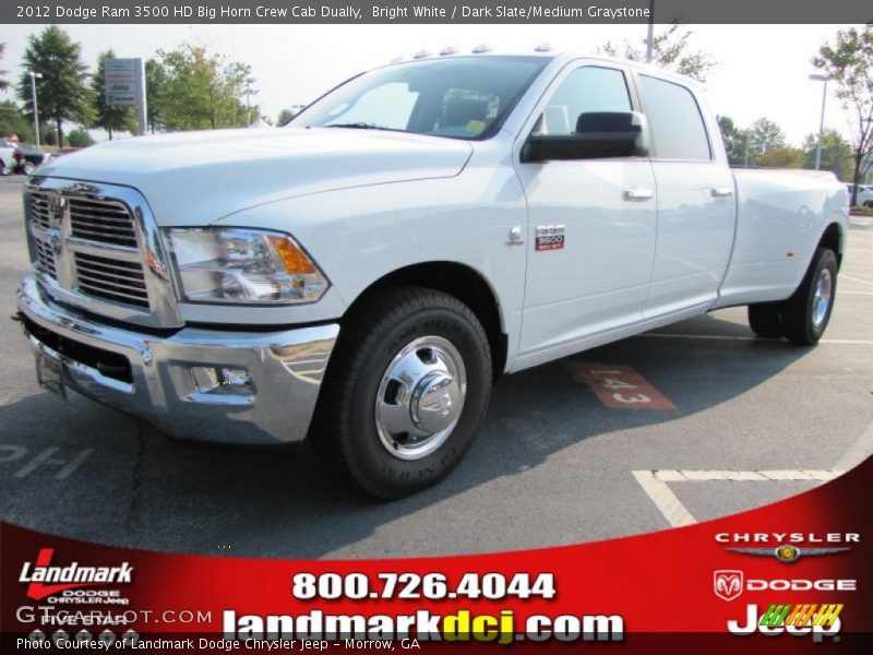 Bright White / Dark Slate/Medium Graystone 2012 Dodge Ram 3500 HD Big Horn Crew Cab Dually