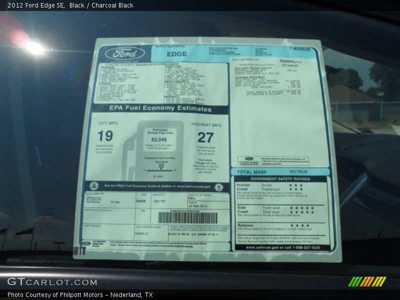  2012 Edge SE Window Sticker