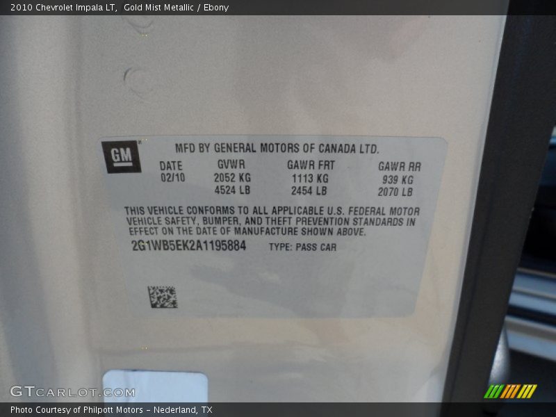 Gold Mist Metallic / Ebony 2010 Chevrolet Impala LT