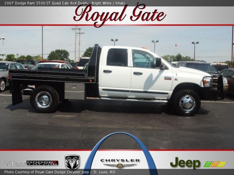 Bright White / Khaki 2007 Dodge Ram 3500 ST Quad Cab 4x4 Dually