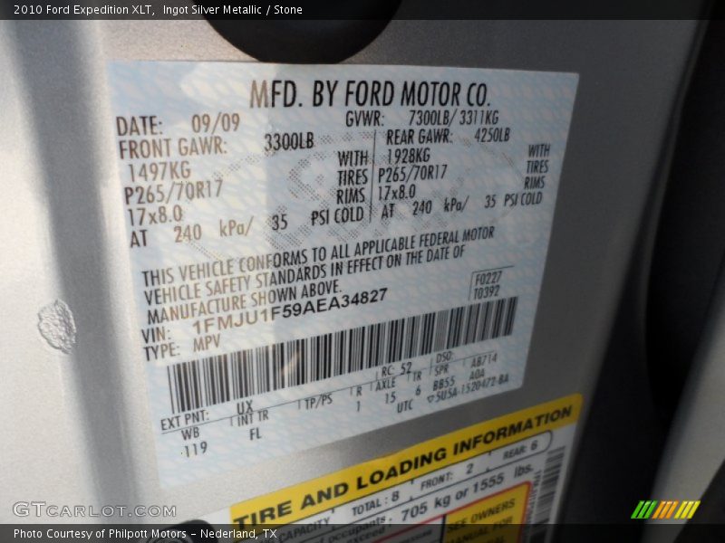 2010 Expedition XLT Ingot Silver Metallic Color Code UX