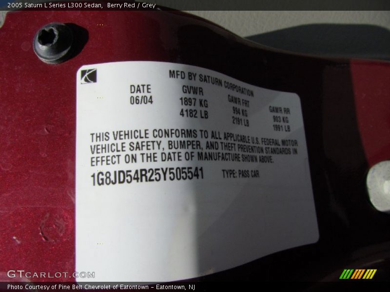 Berry Red / Grey 2005 Saturn L Series L300 Sedan