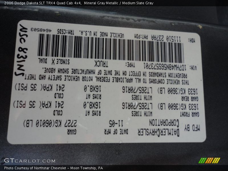 Mineral Gray Metallic / Medium Slate Gray 2006 Dodge Dakota SLT TRX4 Quad Cab 4x4