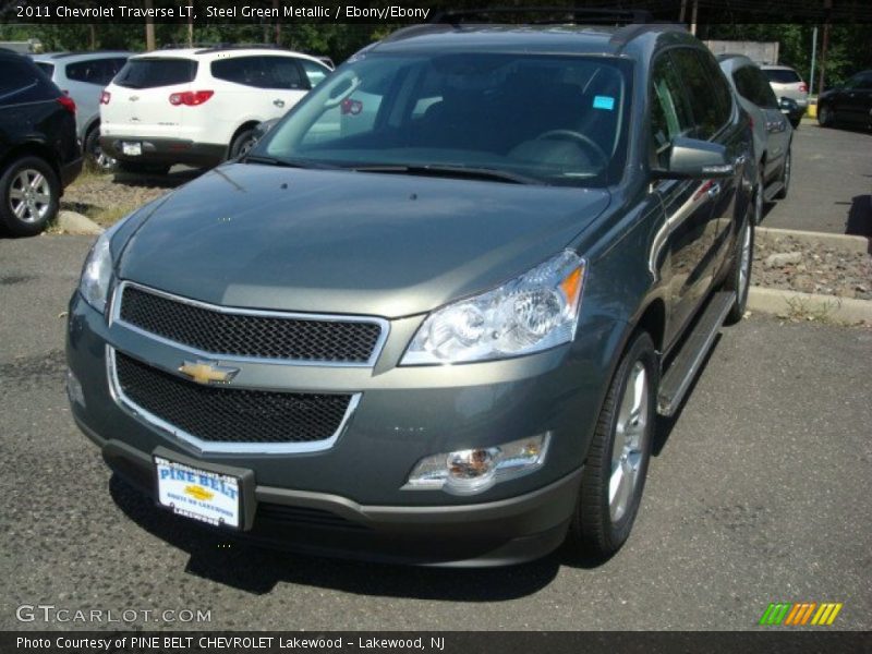 Steel Green Metallic / Ebony/Ebony 2011 Chevrolet Traverse LT