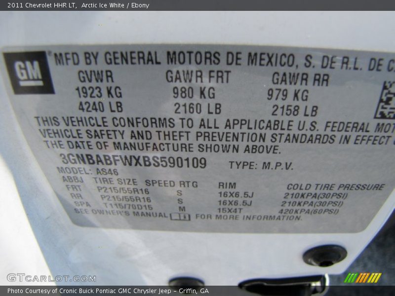 Arctic Ice White / Ebony 2011 Chevrolet HHR LT