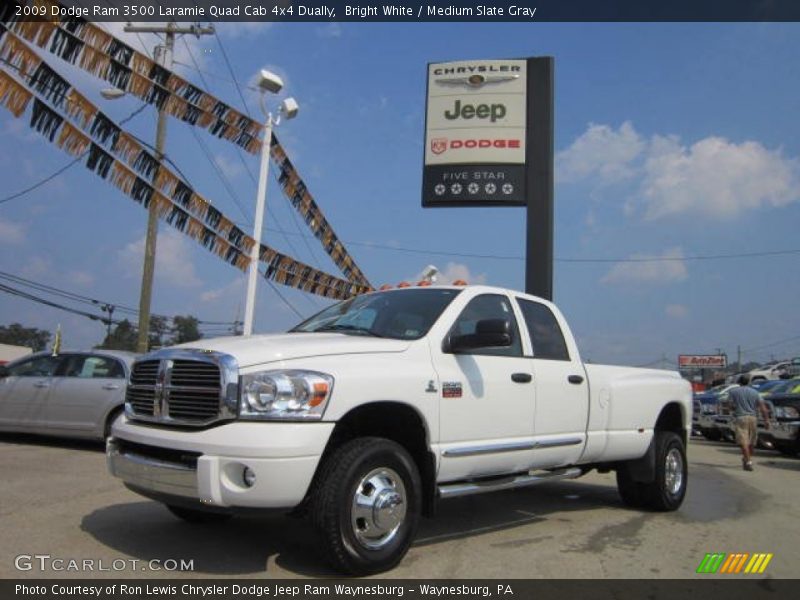 Bright White / Medium Slate Gray 2009 Dodge Ram 3500 Laramie Quad Cab 4x4 Dually