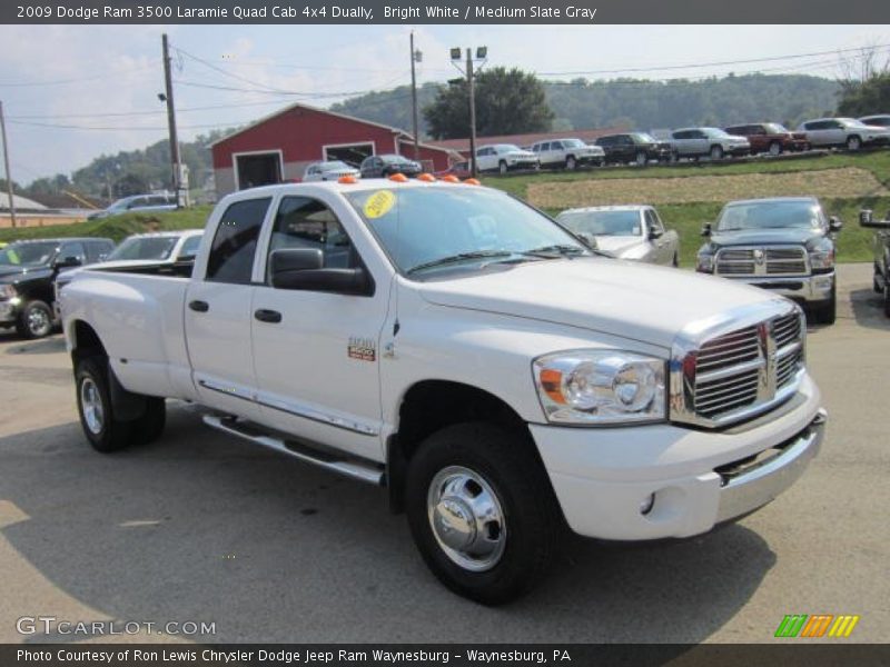 Bright White / Medium Slate Gray 2009 Dodge Ram 3500 Laramie Quad Cab 4x4 Dually