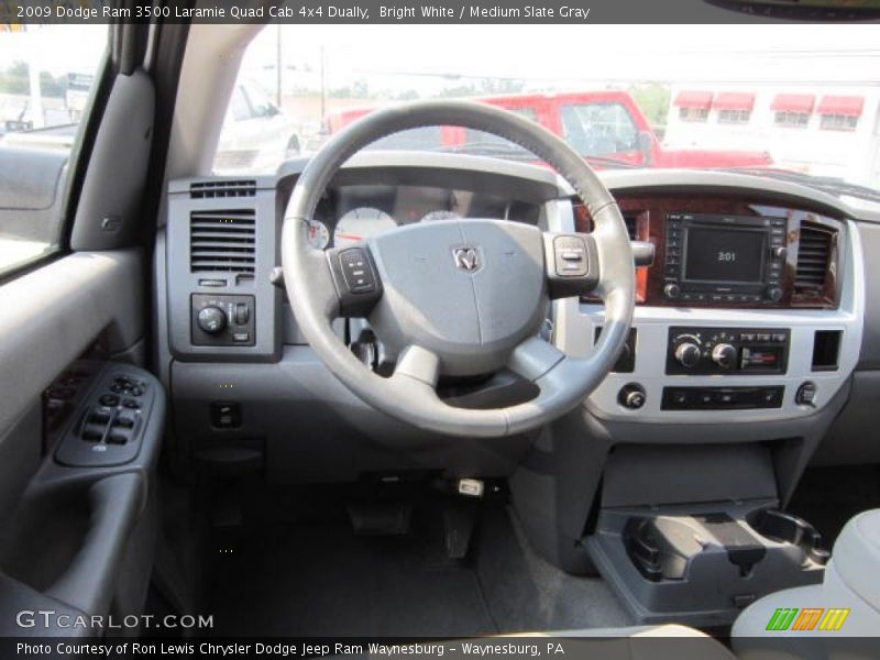 Bright White / Medium Slate Gray 2009 Dodge Ram 3500 Laramie Quad Cab 4x4 Dually