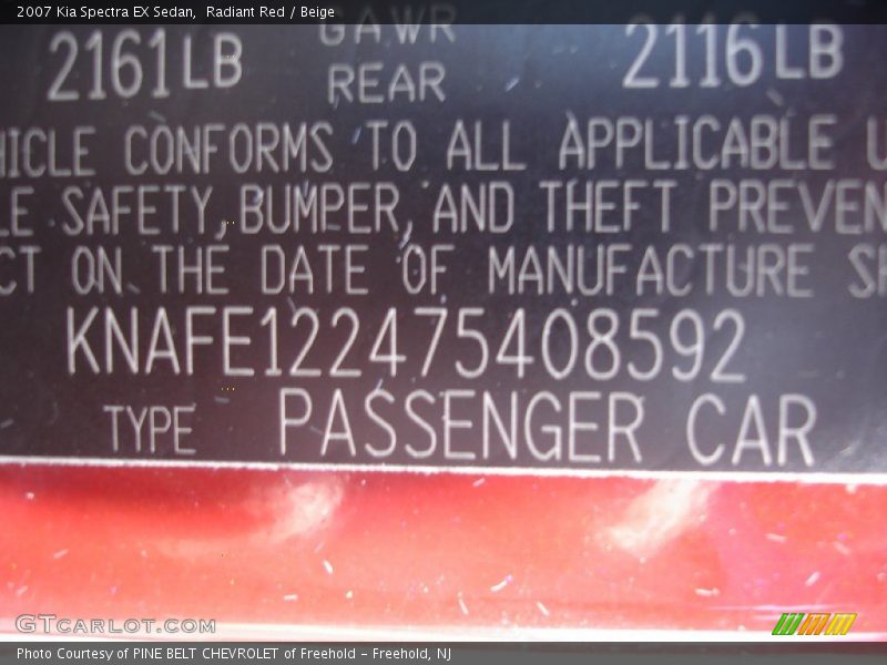 Radiant Red / Beige 2007 Kia Spectra EX Sedan