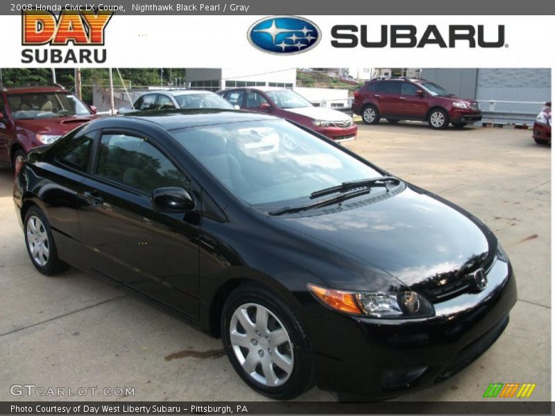 Nighthawk Black Pearl / Gray 2008 Honda Civic LX Coupe