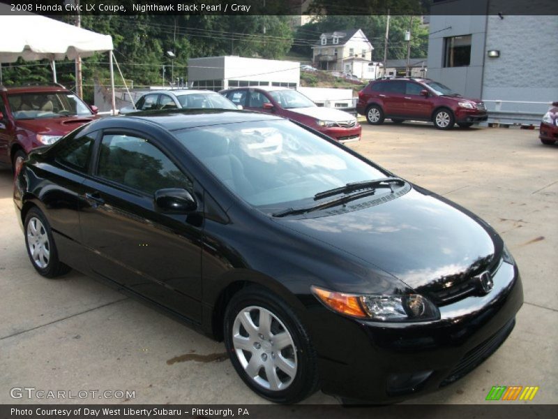 Nighthawk Black Pearl / Gray 2008 Honda Civic LX Coupe