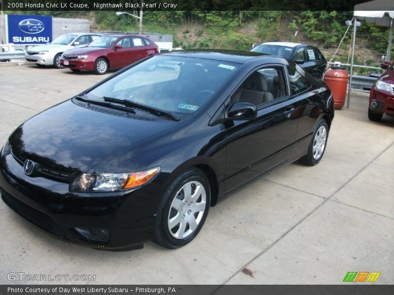 Nighthawk Black Pearl / Gray 2008 Honda Civic LX Coupe