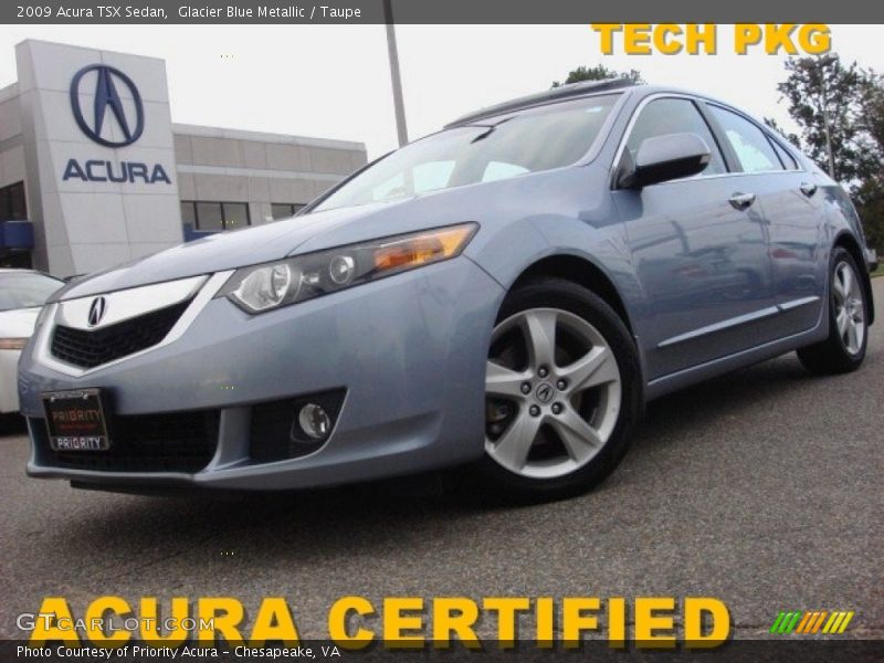 Glacier Blue Metallic / Taupe 2009 Acura TSX Sedan