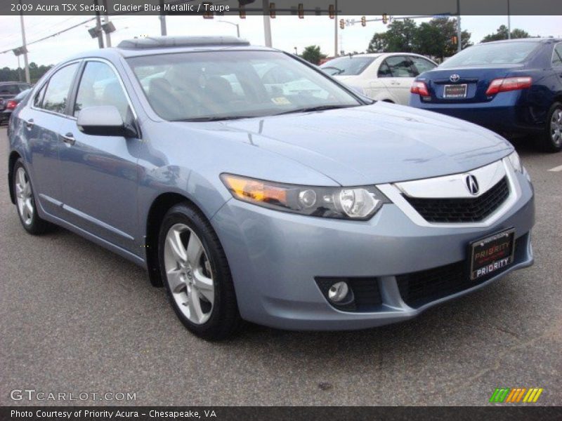 Glacier Blue Metallic / Taupe 2009 Acura TSX Sedan