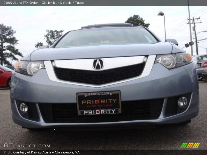 Glacier Blue Metallic / Taupe 2009 Acura TSX Sedan