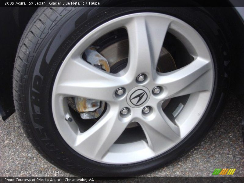 Glacier Blue Metallic / Taupe 2009 Acura TSX Sedan
