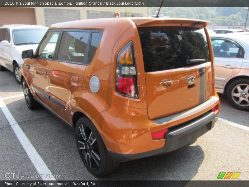 Ignition Orange / Black Soul Logo Cloth 2010 Kia Soul Ignition Special Edition