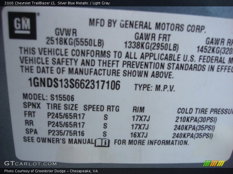 Silver Blue Metallic / Light Gray 2006 Chevrolet TrailBlazer LS
