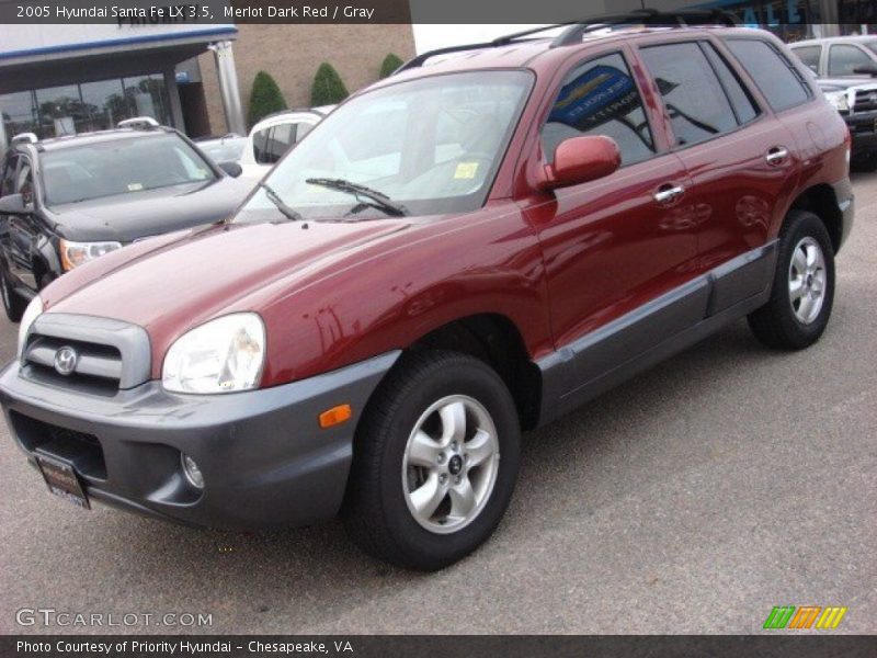 Merlot Dark Red / Gray 2005 Hyundai Santa Fe LX 3.5