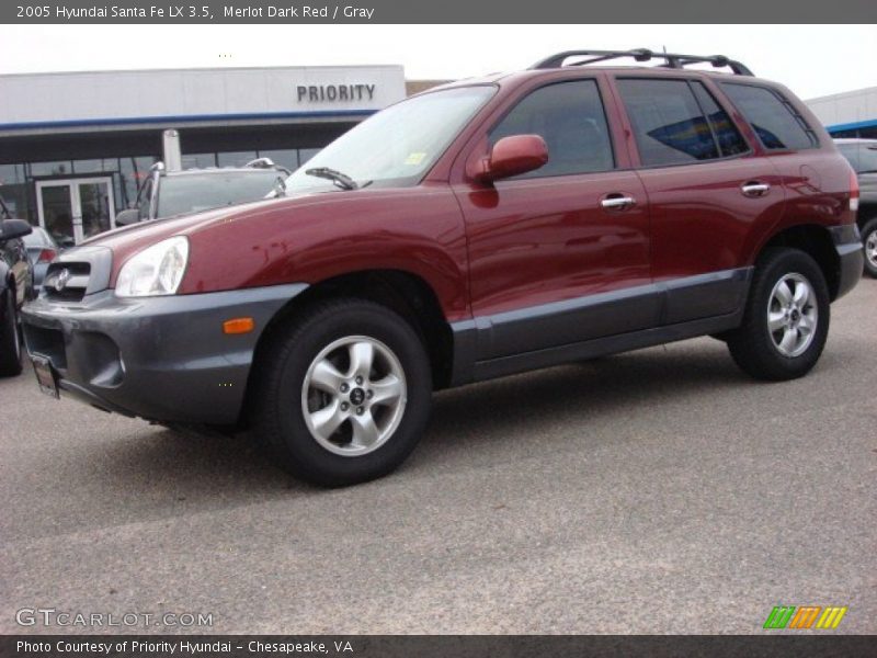 Merlot Dark Red / Gray 2005 Hyundai Santa Fe LX 3.5