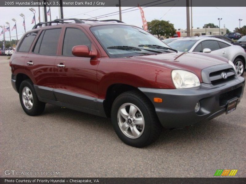 Merlot Dark Red / Gray 2005 Hyundai Santa Fe LX 3.5