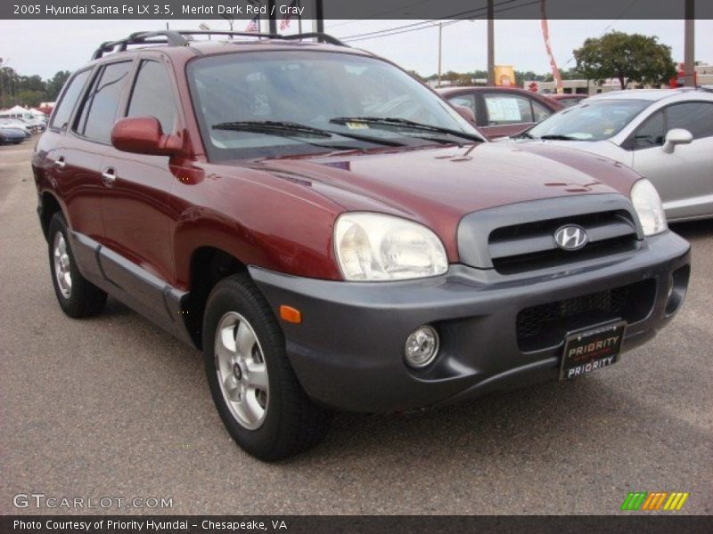 Merlot Dark Red / Gray 2005 Hyundai Santa Fe LX 3.5