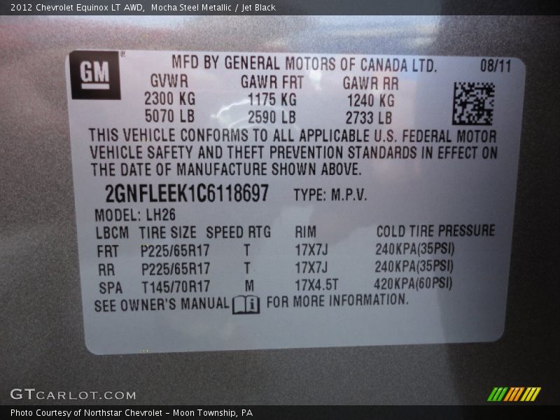 Mocha Steel Metallic / Jet Black 2012 Chevrolet Equinox LT AWD