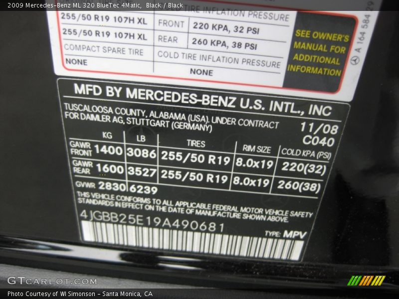 Black / Black 2009 Mercedes-Benz ML 320 BlueTec 4Matic