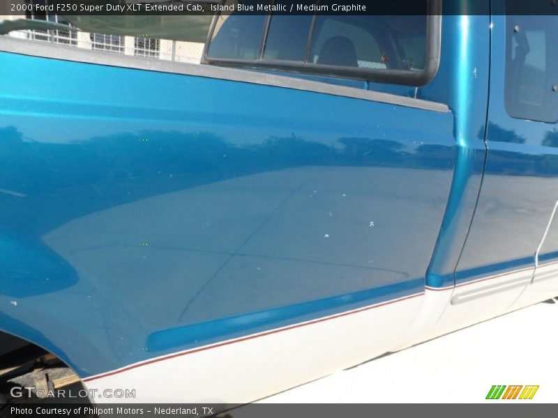 Island Blue Metallic / Medium Graphite 2000 Ford F250 Super Duty XLT Extended Cab