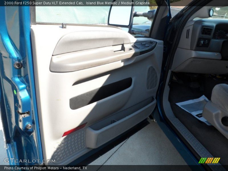 Island Blue Metallic / Medium Graphite 2000 Ford F250 Super Duty XLT Extended Cab