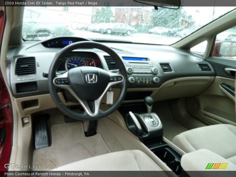 Tango Red Pearl / Beige 2009 Honda Civic EX Sedan