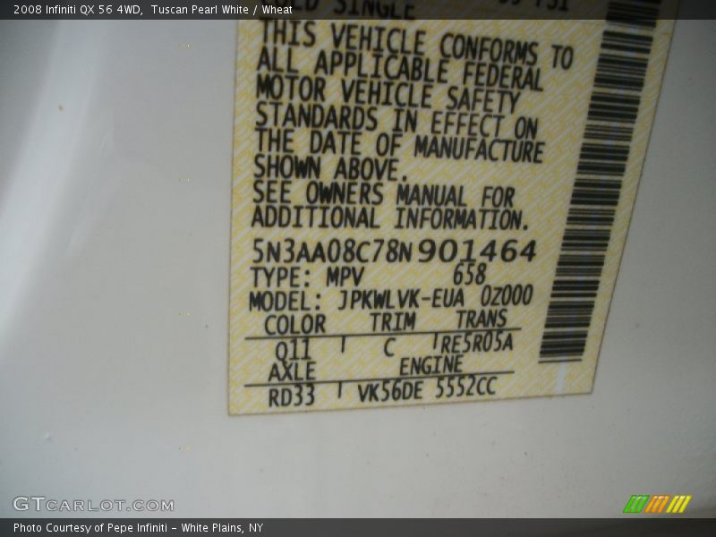Tuscan Pearl White / Wheat 2008 Infiniti QX 56 4WD