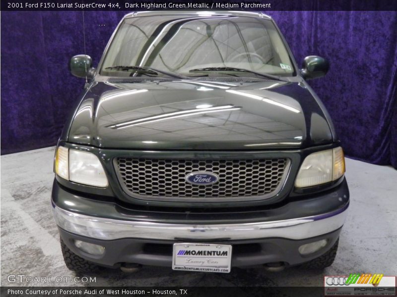 Dark Highland Green Metallic / Medium Parchment 2001 Ford F150 Lariat SuperCrew 4x4