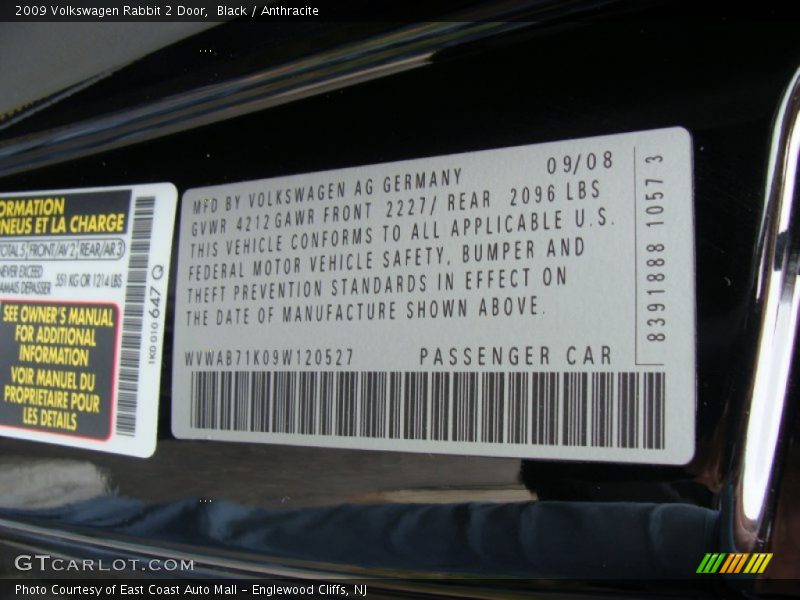 Black / Anthracite 2009 Volkswagen Rabbit 2 Door