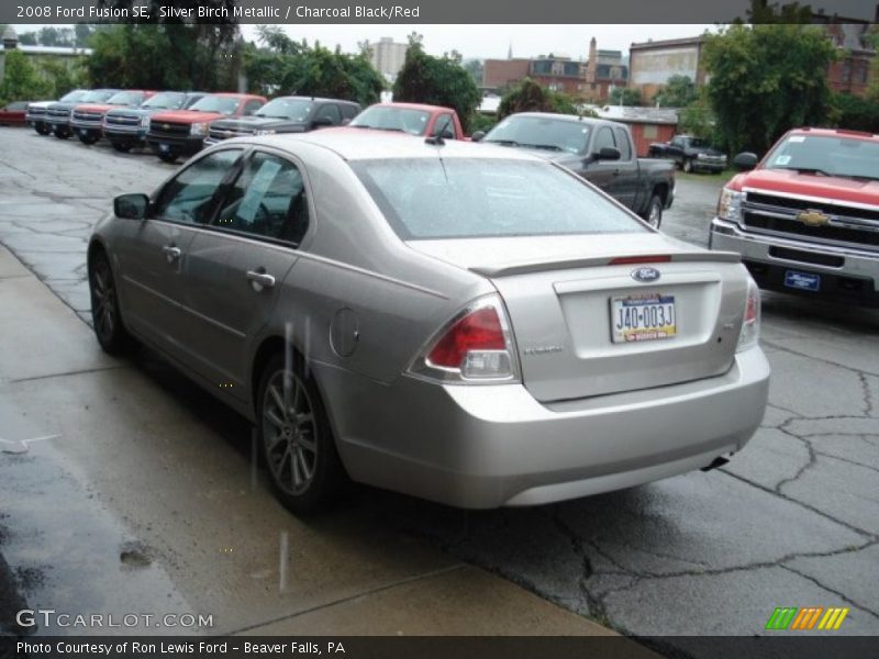 Silver Birch Metallic / Charcoal Black/Red 2008 Ford Fusion SE