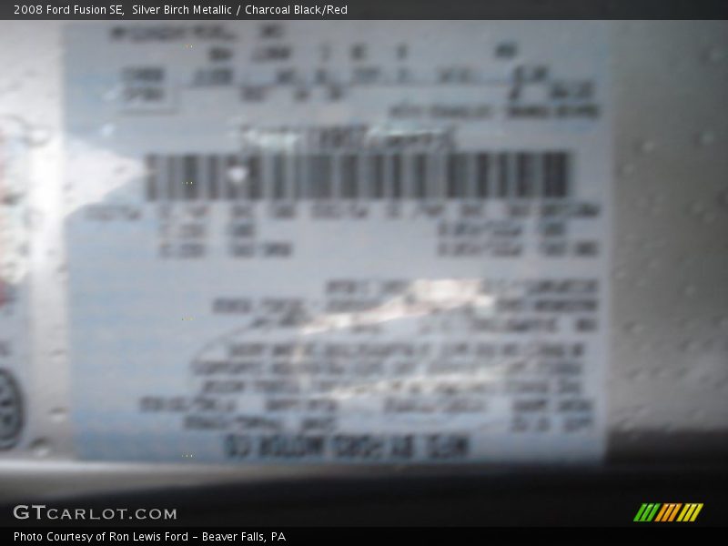 Silver Birch Metallic / Charcoal Black/Red 2008 Ford Fusion SE