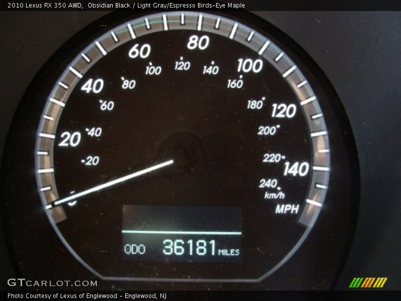 Obsidian Black / Light Gray/Espresso Birds-Eye Maple 2010 Lexus RX 350 AWD