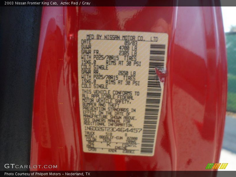 Aztec Red / Gray 2003 Nissan Frontier King Cab