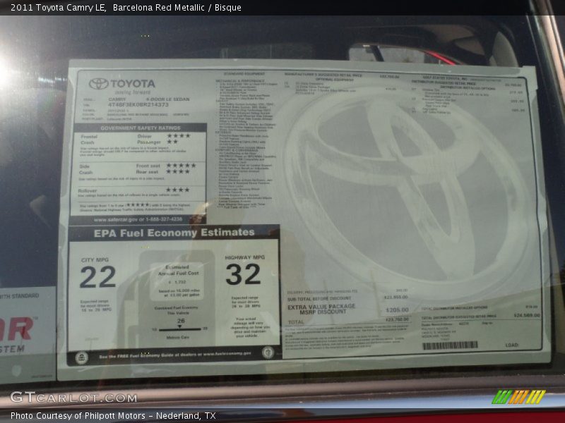 Barcelona Red Metallic / Bisque 2011 Toyota Camry LE