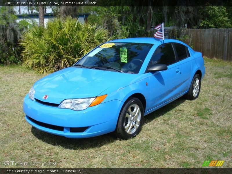 Summer Blue / Black 2005 Saturn ION 2 Quad Coupe
