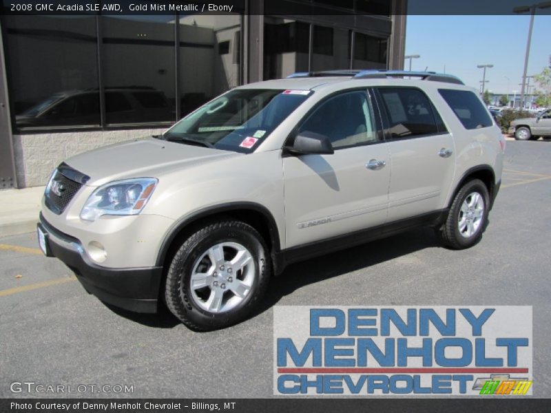 Gold Mist Metallic / Ebony 2008 GMC Acadia SLE AWD