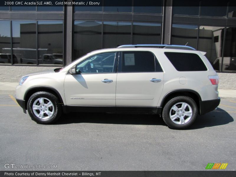 Gold Mist Metallic / Ebony 2008 GMC Acadia SLE AWD