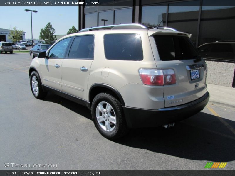 Gold Mist Metallic / Ebony 2008 GMC Acadia SLE AWD