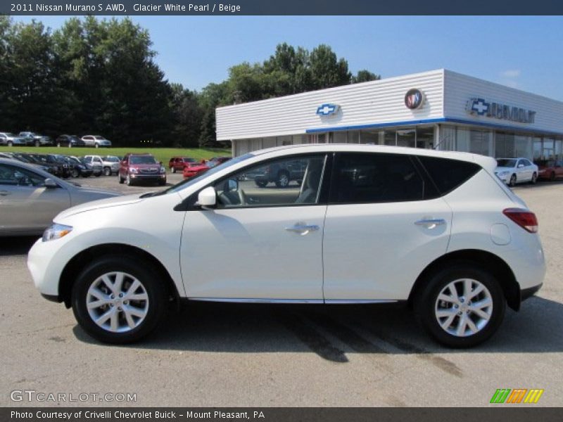 Glacier White Pearl / Beige 2011 Nissan Murano S AWD