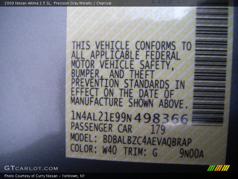 Precision Gray Metallic / Charcoal 2009 Nissan Altima 2.5 SL