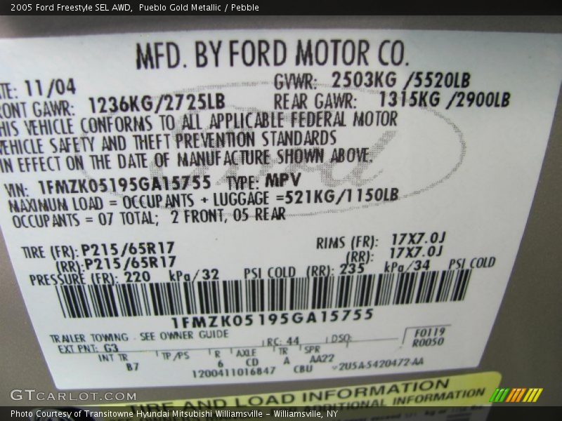 Pueblo Gold Metallic / Pebble 2005 Ford Freestyle SEL AWD