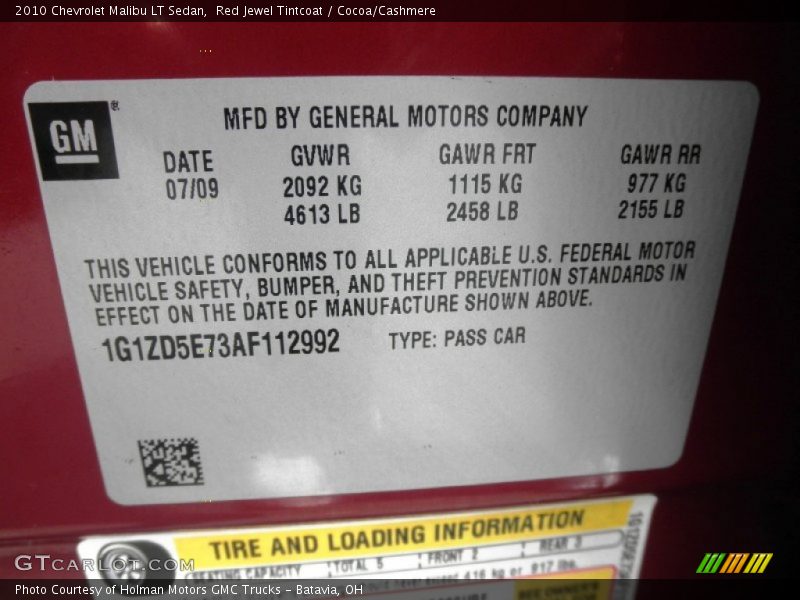 Red Jewel Tintcoat / Cocoa/Cashmere 2010 Chevrolet Malibu LT Sedan